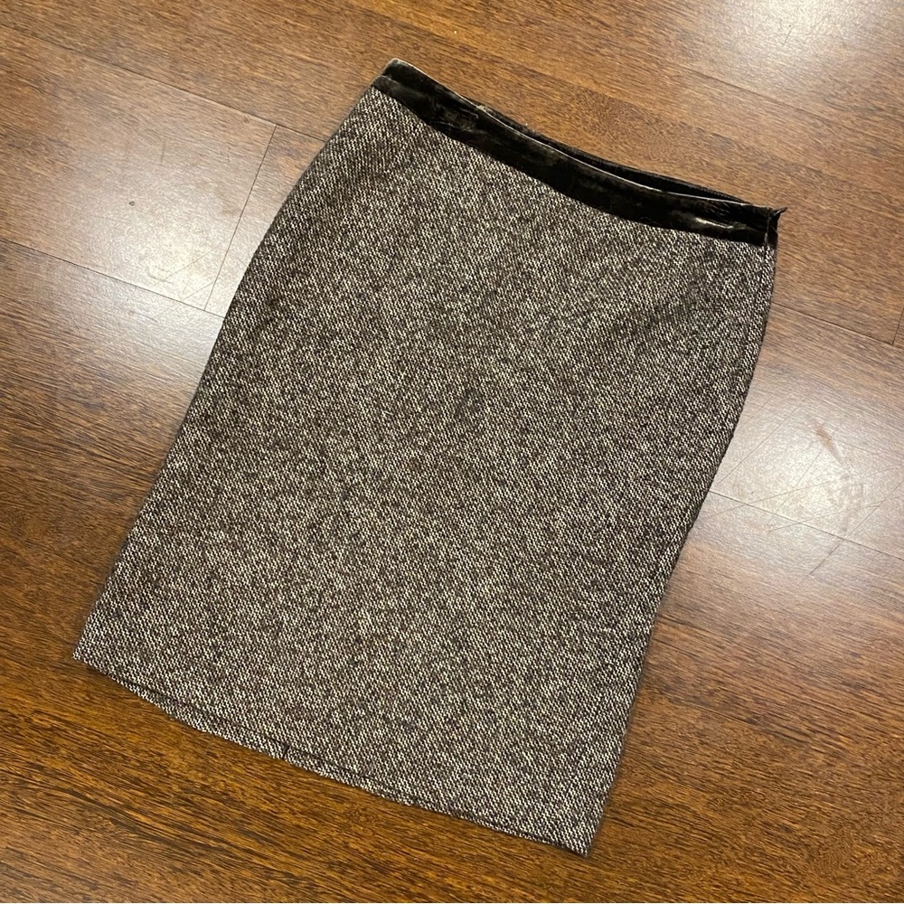Massimo Dutti Brown Tweed High Waisted Women’s Velvet Waist Brand Skirt